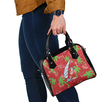 Aloha Hawaii Christmas Shoulder Handbag Mele Kalikimaka Windsurfing Santa Palaka Quilt Motifs - Polynesian Pride
