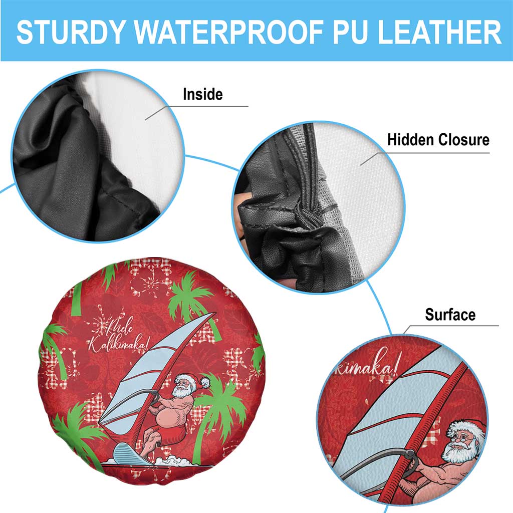 Aloha Hawaii Christmas Spare Tire Cover Mele Kalikimaka Windsurfing Santa Palaka Quilt Motifs - Polynesian Pride