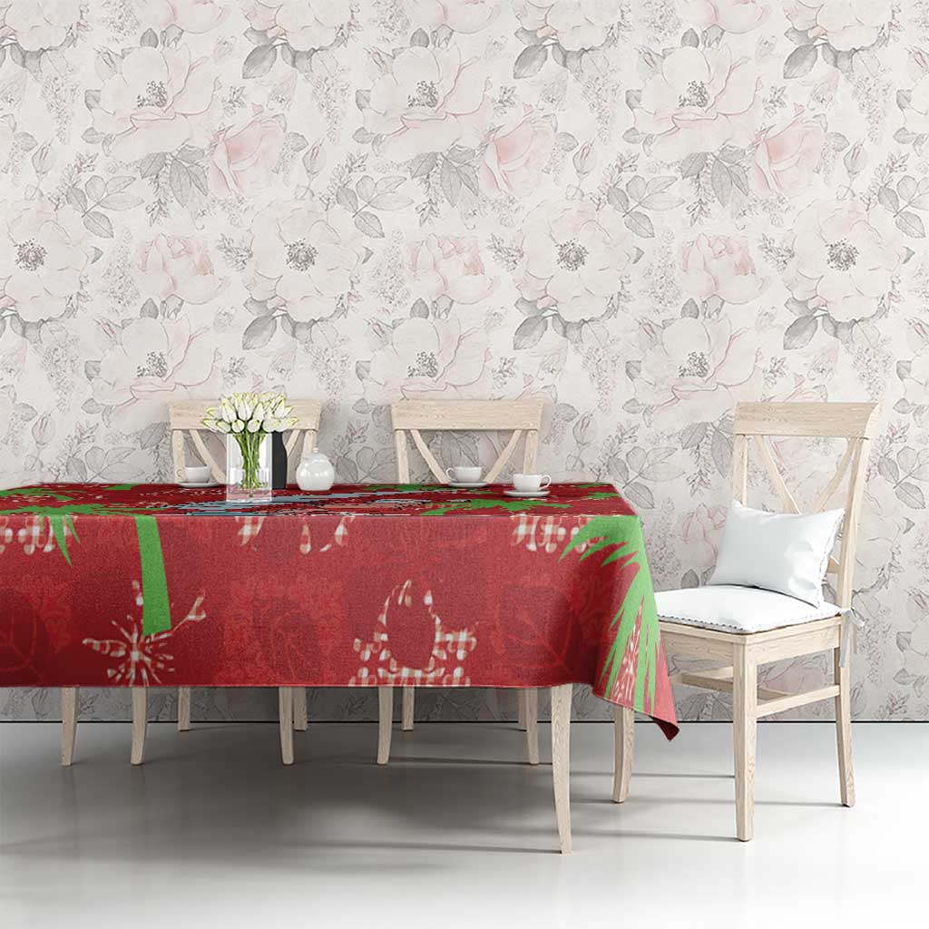 Aloha Hawaii Christmas Tablecloth Mele Kalikimaka Windsurfing Santa Palaka Quilt Motifs - Polynesian Pride