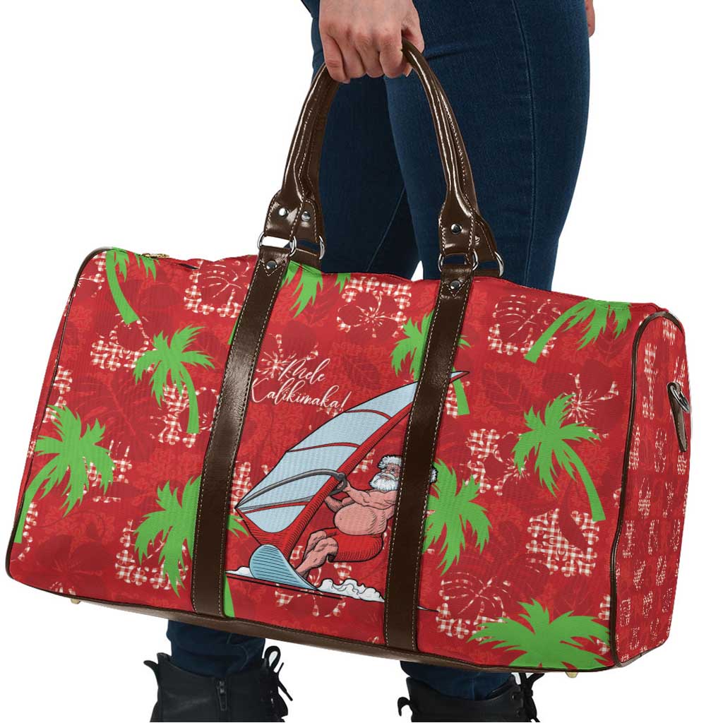 Aloha Hawaii Christmas Travel Bag Mele Kalikimaka Windsurfing Santa Palaka Quilt Motifs - Polynesian Pride