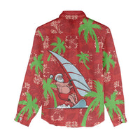 Aloha Hawaii Christmas Women Casual Shirt Mele Kalikimaka Windsurfing Santa Palaka Quilt Motifs LT14 - Polynesian Pride