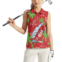 Aloha Hawaii Christmas Women Sleeveless Polo Shirt Mele Kalikimaka Windsurfing Santa Palaka Quilt Motifs LT14 - Polynesian Pride