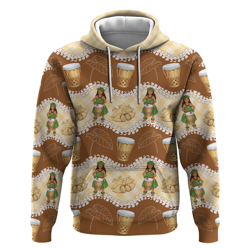 Hula Pahu Hawaii Makahiki Hoodie Hawaiian Puakenikeni Lei Kalo Uala Palaka Motifs