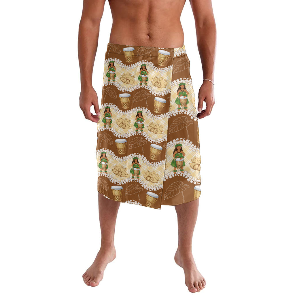 Hula Pahu Hawaii Makahiki Lavalava Hawaiian Puakenikeni Lei Kalo Uala Palaka Motifs LT14 Brown - Polynesian Pride