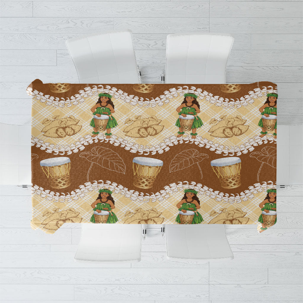 Hula Pahu Hawaii Makahiki Tablecloth Hawaiian Puakenikeni Lei Kalo Uala Palaka Motifs