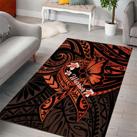 Polynesia Leukemia Awareness Month Area Rug Warrior Butterfly Polynesian Orange Ribbon LT14 - Polynesian Pride