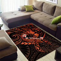 Polynesia Leukemia Awareness Month Area Rug Warrior Butterfly Polynesian Orange Ribbon LT14 - Polynesian Pride