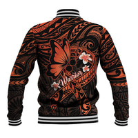 Polynesia Leukemia Awareness Month Baseball Jacket Warrior Butterfly Polynesian Orange Ribbon LT14 - Polynesian Pride