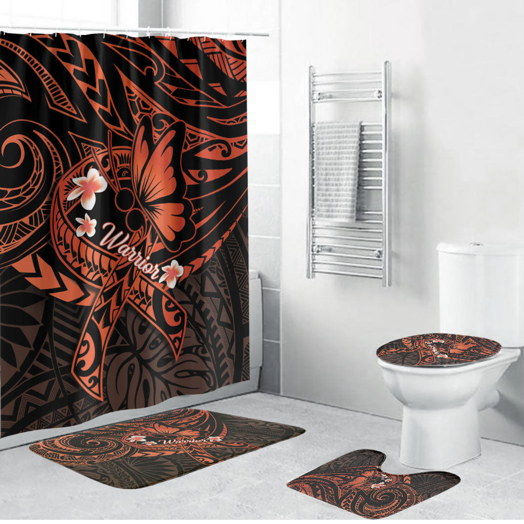 Polynesia Leukemia Awareness Month Bathroom Set Warrior Butterfly Polynesian Orange Ribbon LT14 Bathroom Set (4 pcs) Orange - Polynesian Pride