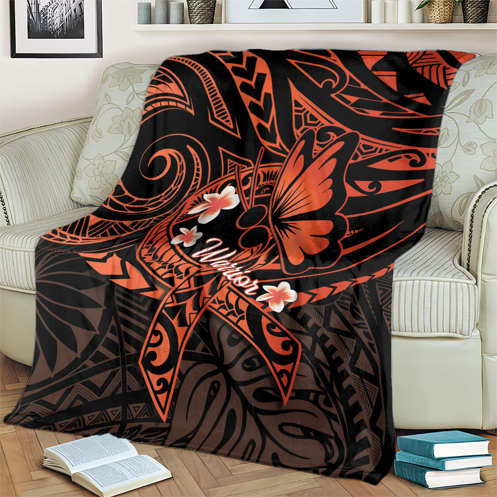 Polynesia Leukemia Awareness Month Blanket Warrior Butterfly Polynesian Orange Ribbon LT14 - Polynesian Pride