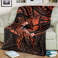 Polynesia Leukemia Awareness Month Blanket Warrior Butterfly Polynesian Orange Ribbon LT14 - Polynesian Pride