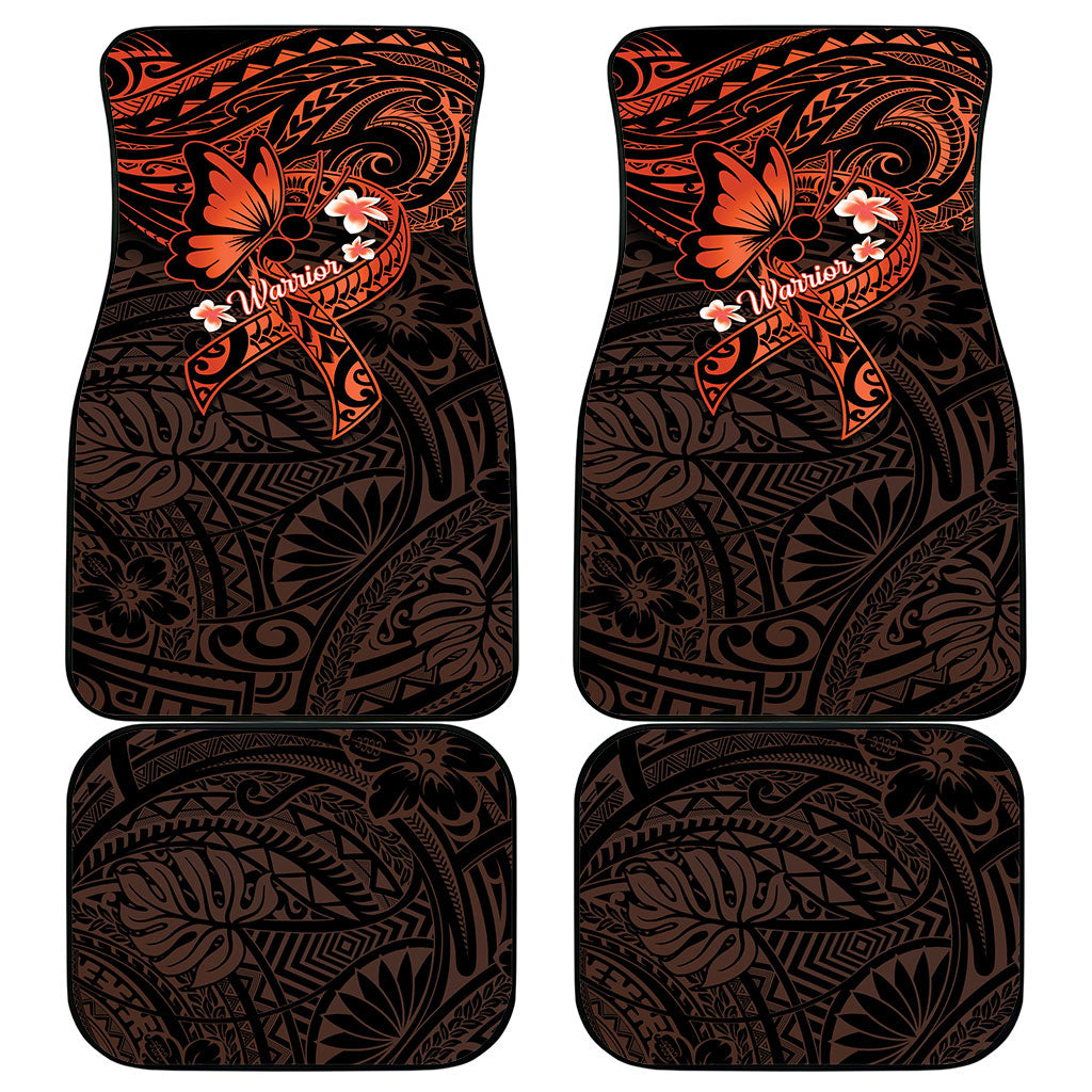 Polynesia Leukemia Awareness Month Car Mats Warrior Butterfly Polynesian Orange Ribbon LT14 - Polynesian Pride