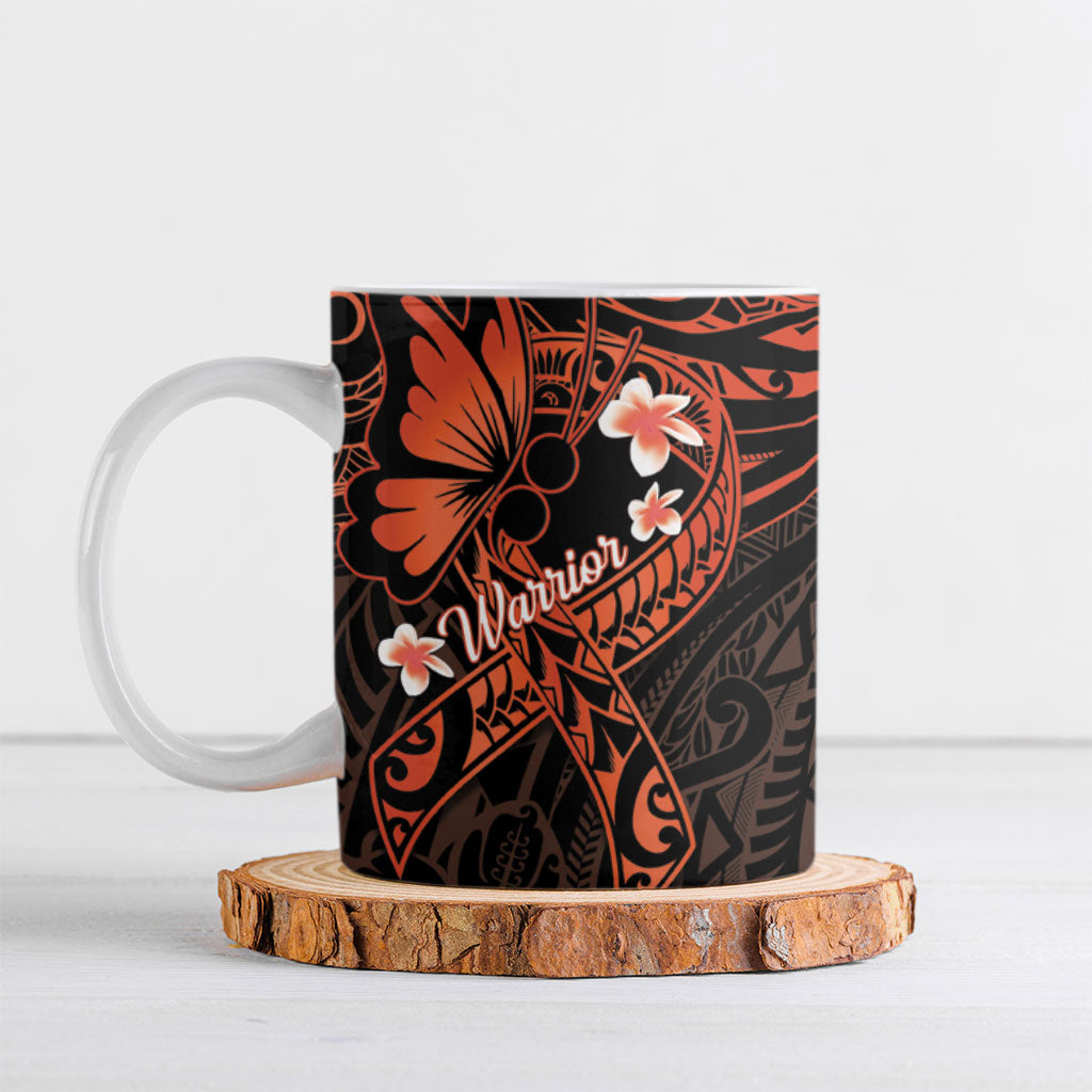 Polynesia Leukemia Awareness Month Ceramic Mug Warrior Butterfly Polynesian Orange Ribbon LT14 Orange - Polynesian Pride