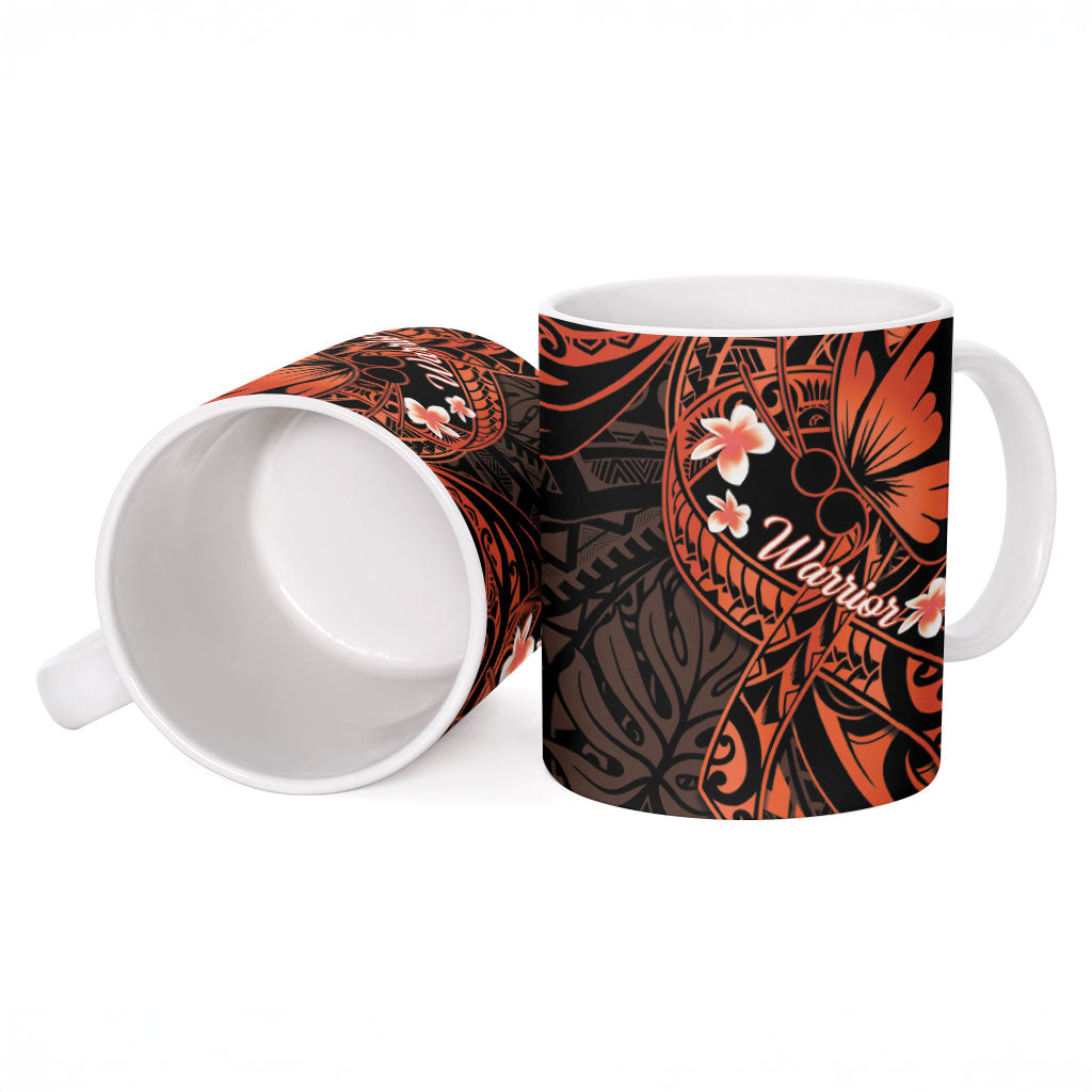 Polynesia Leukemia Awareness Month Ceramic Mug Warrior Butterfly Polynesian Orange Ribbon LT14 - Polynesian Pride