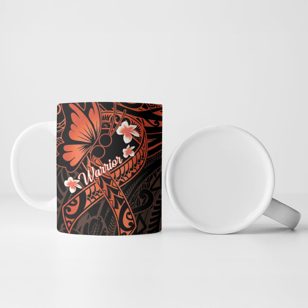 Polynesia Leukemia Awareness Month Ceramic Mug Warrior Butterfly Polynesian Orange Ribbon LT14 - Polynesian Pride