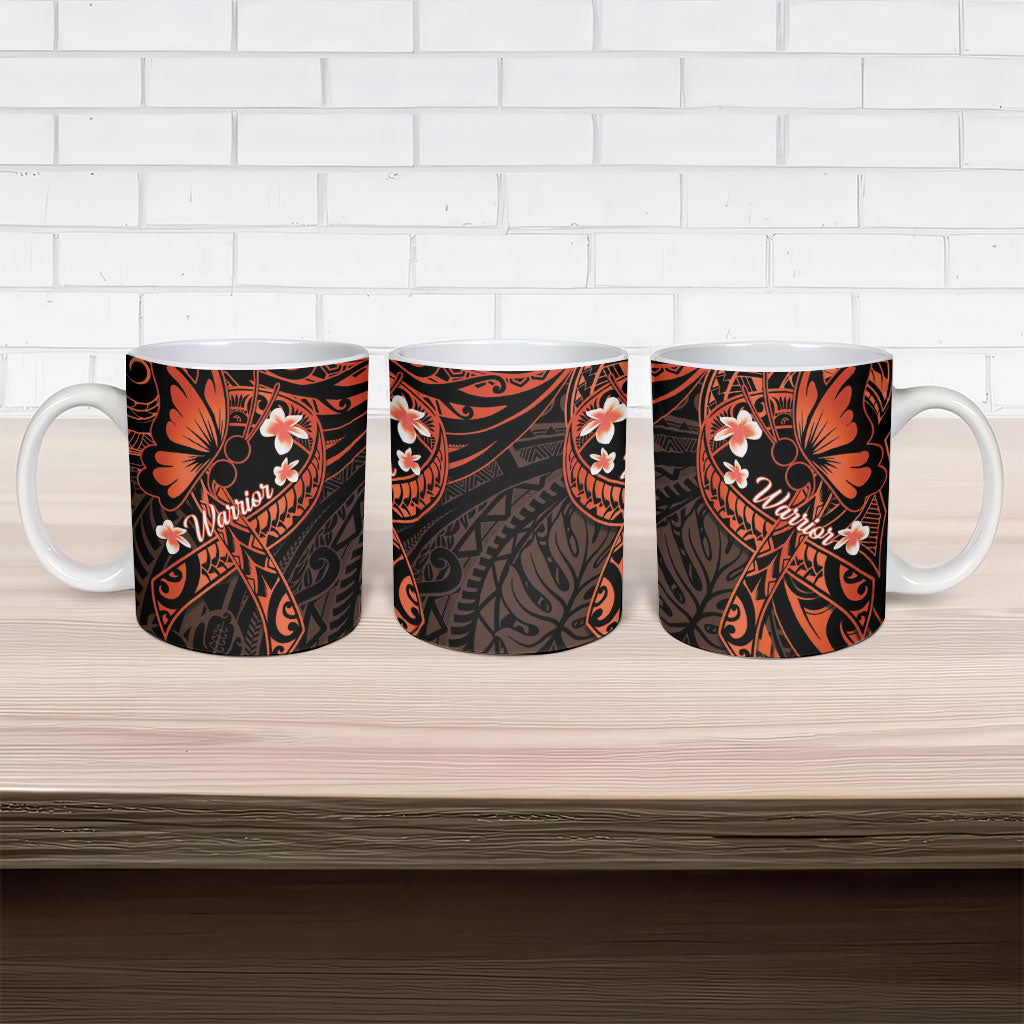 Polynesia Leukemia Awareness Month Ceramic Mug Warrior Butterfly Polynesian Orange Ribbon LT14 - Polynesian Pride