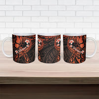 Polynesia Leukemia Awareness Month Ceramic Mug Warrior Butterfly Polynesian Orange Ribbon LT14 - Polynesian Pride