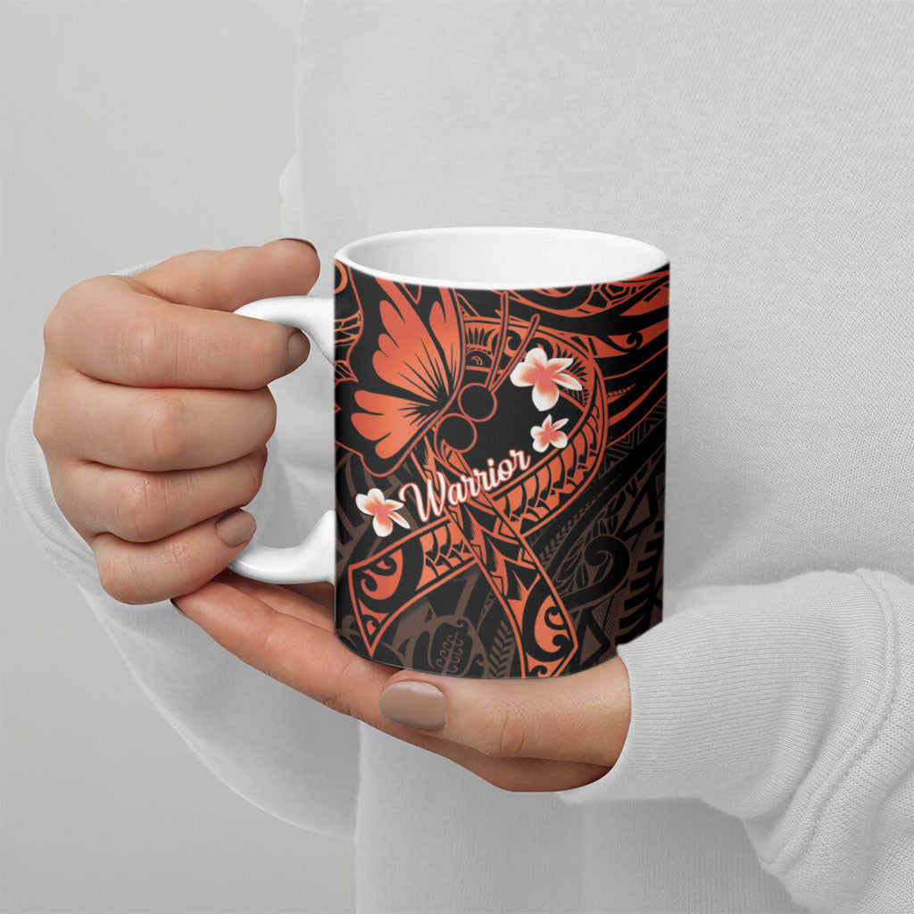 Polynesia Leukemia Awareness Month Ceramic Mug Warrior Butterfly Polynesian Orange Ribbon LT14 - Polynesian Pride