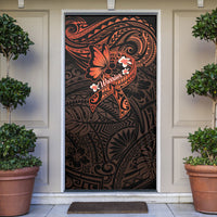 Polynesia Leukemia Awareness Month Door Cover Warrior Butterfly Polynesian Orange Ribbon LT14 Orange - Polynesian Pride