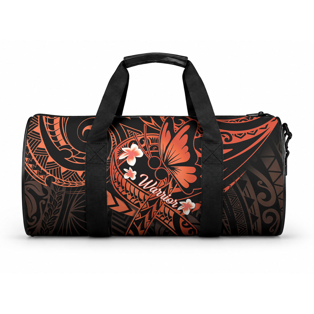 Polynesia Leukemia Awareness Month Duffle Bag Warrior Butterfly Polynesian Orange Ribbon LT14 One size Orange - Polynesian Pride