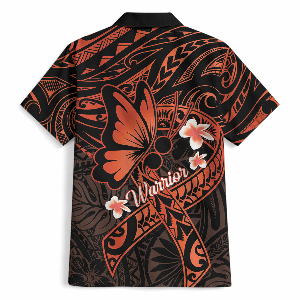 Polynesia Leukemia Awareness Month Hawaiian Shirt Warrior Butterfly Polynesian Orange Ribbon LT14 - Polynesian Pride
