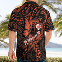 Polynesia Leukemia Awareness Month Hawaiian Shirt Warrior Butterfly Polynesian Orange Ribbon LT14 - Polynesian Pride