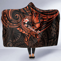 Polynesia Leukemia Awareness Month Hooded Blanket Warrior Butterfly Polynesian Orange Ribbon LT14 One Size Orange - Polynesian Pride