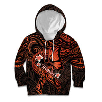 Polynesia Leukemia Awareness Month Kid Hoodie Warrior Butterfly Polynesian Orange Ribbon LT14 Hoodie Orange - Polynesian Pride