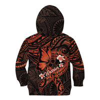 Polynesia Leukemia Awareness Month Kid Hoodie Warrior Butterfly Polynesian Orange Ribbon LT14 - Polynesian Pride