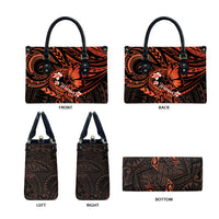 Polynesia Leukemia Awareness Month Leather Bag Warrior Butterfly Polynesian Orange Ribbon LT14 - Polynesian Pride