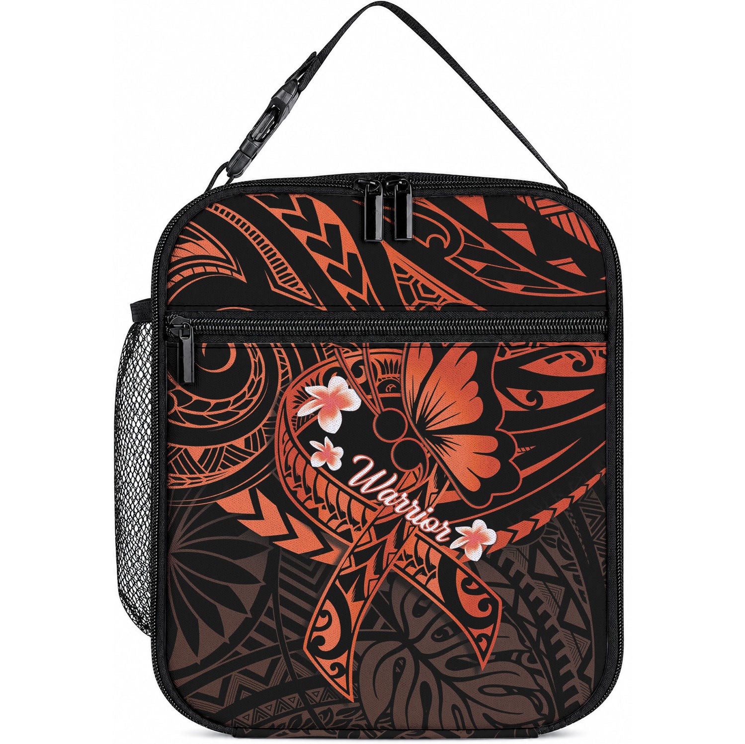 Polynesia Leukemia Awareness Month Lunch Bag Warrior Butterfly Polynesian Orange Ribbon LT14 10.2 × 8.3 × 4.3 inch Orange - Polynesian Pride