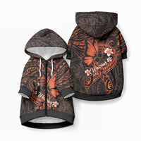 Polynesia Leukemia Awareness Month Pet Hoodie Warrior Butterfly Polynesian Orange Ribbon LT14 Zip-up Orange - Polynesian Pride