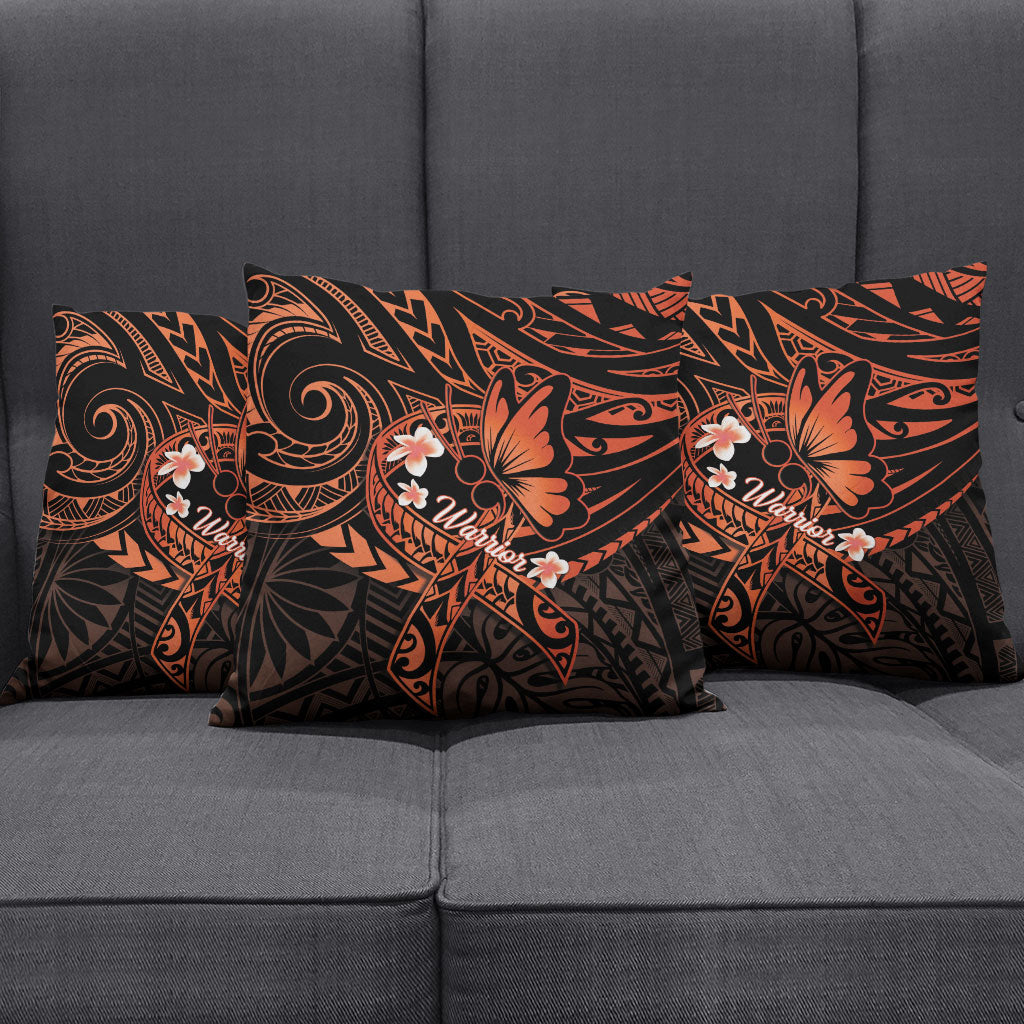 Polynesia Leukemia Awareness Month Pillow Cover Warrior Butterfly Polynesian Orange Ribbon LT14 - Polynesian Pride