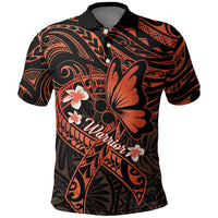 Polynesia Leukemia Awareness Month Polo Shirt Warrior Butterfly Polynesian Orange Ribbon LT14 Orange - Polynesian Pride