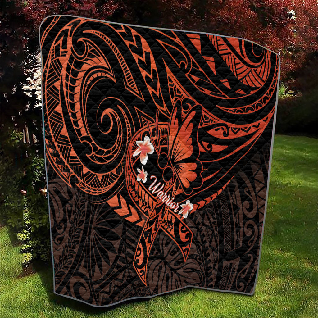 Polynesia Leukemia Awareness Month Quilt Warrior Butterfly Polynesian Orange Ribbon LT14 - Polynesian Pride