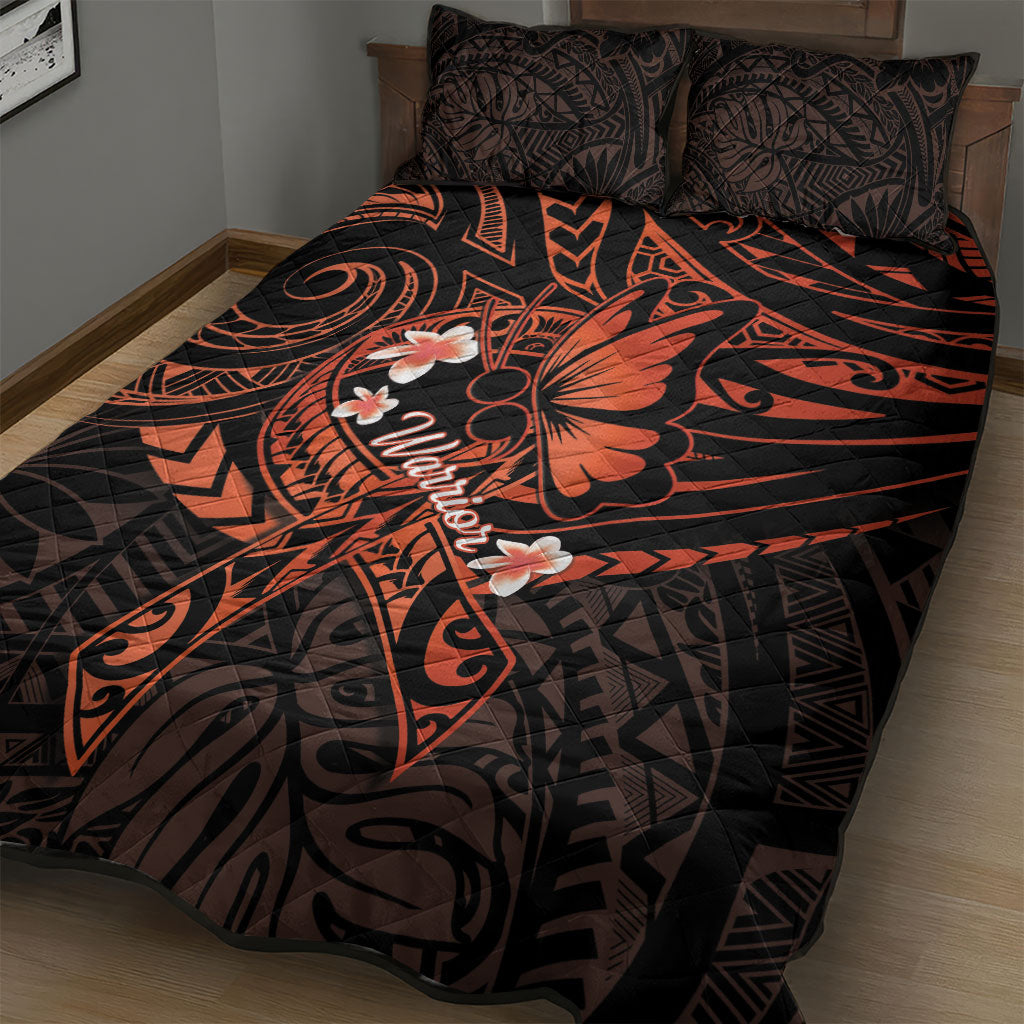 Polynesia Leukemia Awareness Month Quilt Bed Set Warrior Butterfly Polynesian Orange Ribbon LT14 - Polynesian Pride