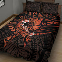 Polynesia Leukemia Awareness Month Quilt Bed Set Warrior Butterfly Polynesian Orange Ribbon LT14 - Polynesian Pride