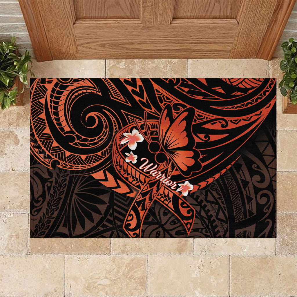 Polynesia Leukemia Awareness Month Rubber Doormat Warrior Butterfly Polynesian Orange Ribbon LT14 Orange - Polynesian Pride