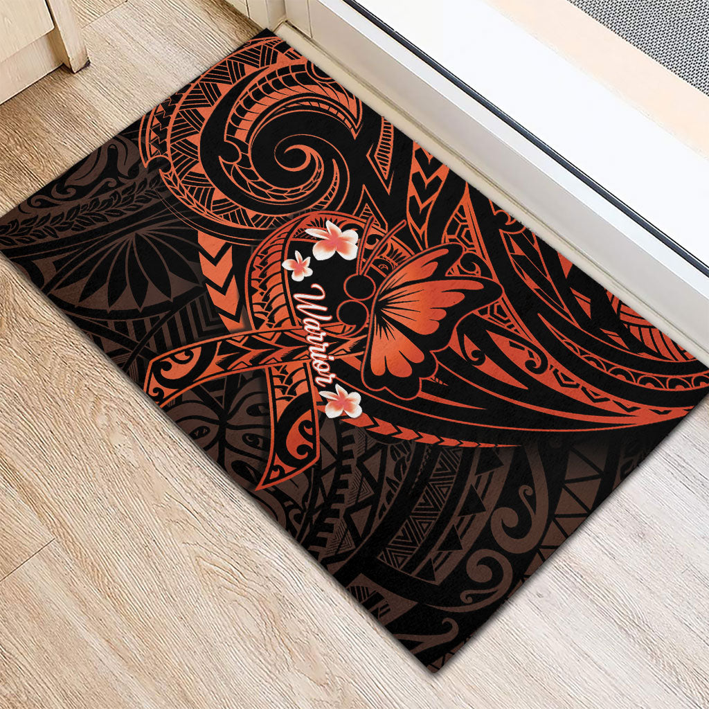 Polynesia Leukemia Awareness Month Rubber Doormat Warrior Butterfly Polynesian Orange Ribbon LT14 - Polynesian Pride