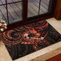 Polynesia Leukemia Awareness Month Rubber Doormat Warrior Butterfly Polynesian Orange Ribbon LT14 - Polynesian Pride