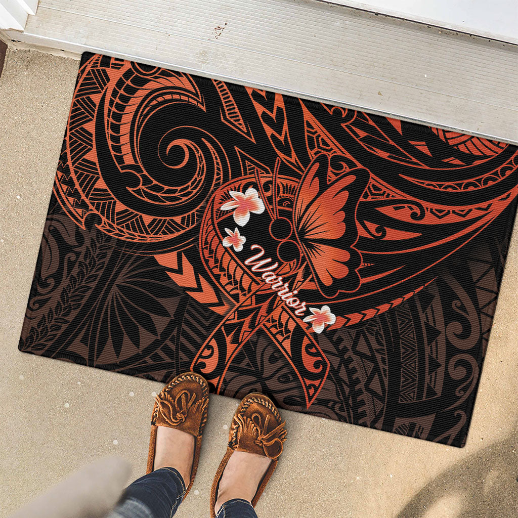Polynesia Leukemia Awareness Month Rubber Doormat Warrior Butterfly Polynesian Orange Ribbon LT14 - Polynesian Pride