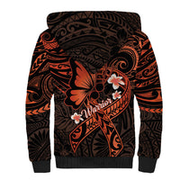 Polynesia Leukemia Awareness Month Sherpa Hoodie Warrior Butterfly Polynesian Orange Ribbon LT14 - Polynesian Pride