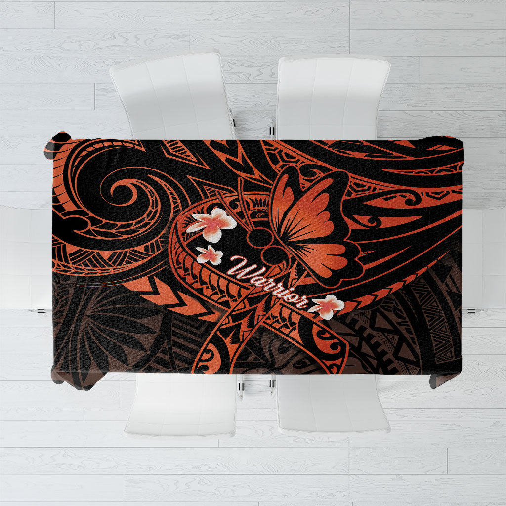 Polynesia Leukemia Awareness Month Tablecloth Warrior Butterfly Polynesian Orange Ribbon LT14 Orange - Polynesian Pride