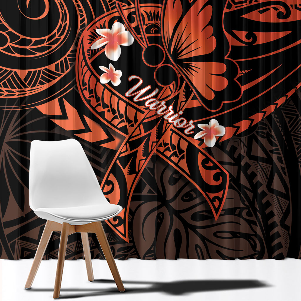 Polynesia Leukemia Awareness Month Window Curtain Warrior Butterfly Polynesian Orange Ribbon LT14 - Polynesian Pride