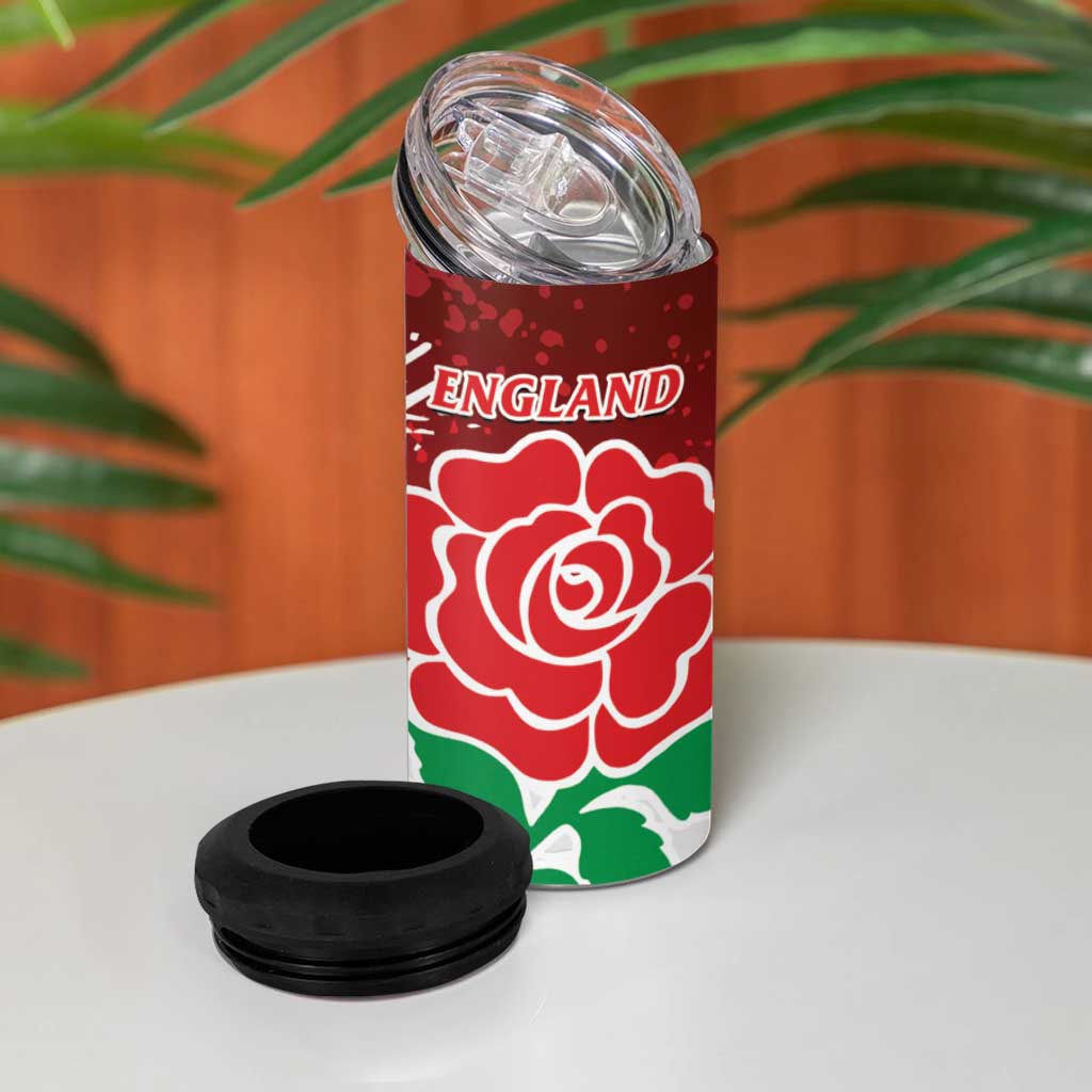 New Zealand And England Rugby 4 in 1 Can Cooler Tumbler World Cup All Black Combine Red Roses LT14 - Polynesian Pride