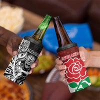 New Zealand And England Rugby 4 in 1 Can Cooler Tumbler World Cup All Black Combine Red Roses LT14 - Polynesian Pride