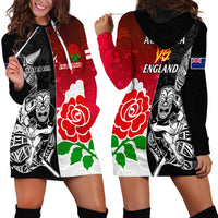 New Zealand And England Rugby Hoodie Dress 2023 World Cup All Black Combine Red Roses LT14 - Polynesian Pride
