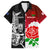 Custom New Zealand And England Rugby Family Matching Short Sleeve Bodycon Dress and Hawaiian Shirt 2023 World Cup All Black Combine Red Roses LT14 Dad's Shirt - Short Sleeve Black - Polynesian Pride