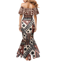 Bula Fiji Family Matching Mermaid Dress and Hawaiian Shirt Unique Masi Tapa Pattern LT14 - Polynesian Pride