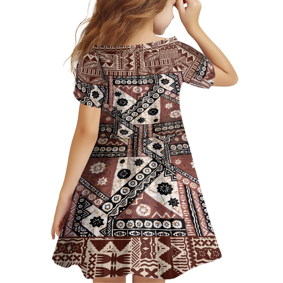 Bula Fiji Family Matching Short Sleeve Bodycon Dress and Hawaiian Shirt Unique Masi Tapa Pattern LT14 - Polynesian Pride